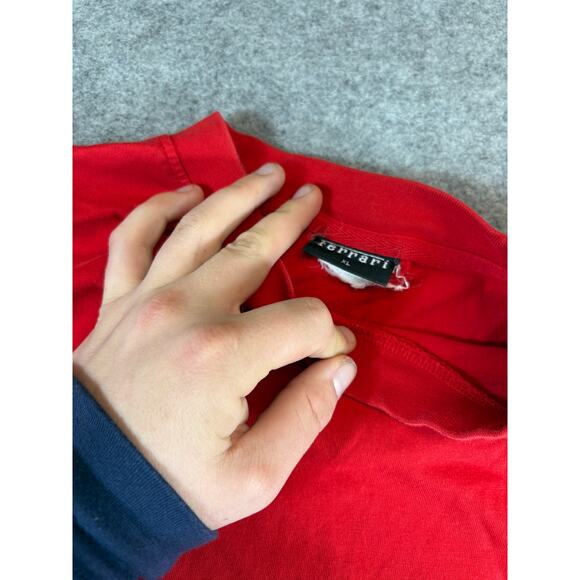 Vintage Y2K Ferrari Car T Shirt Mens XL Red Horse Logo On Chest & Sleeve 2000s - Picture 7 of 9